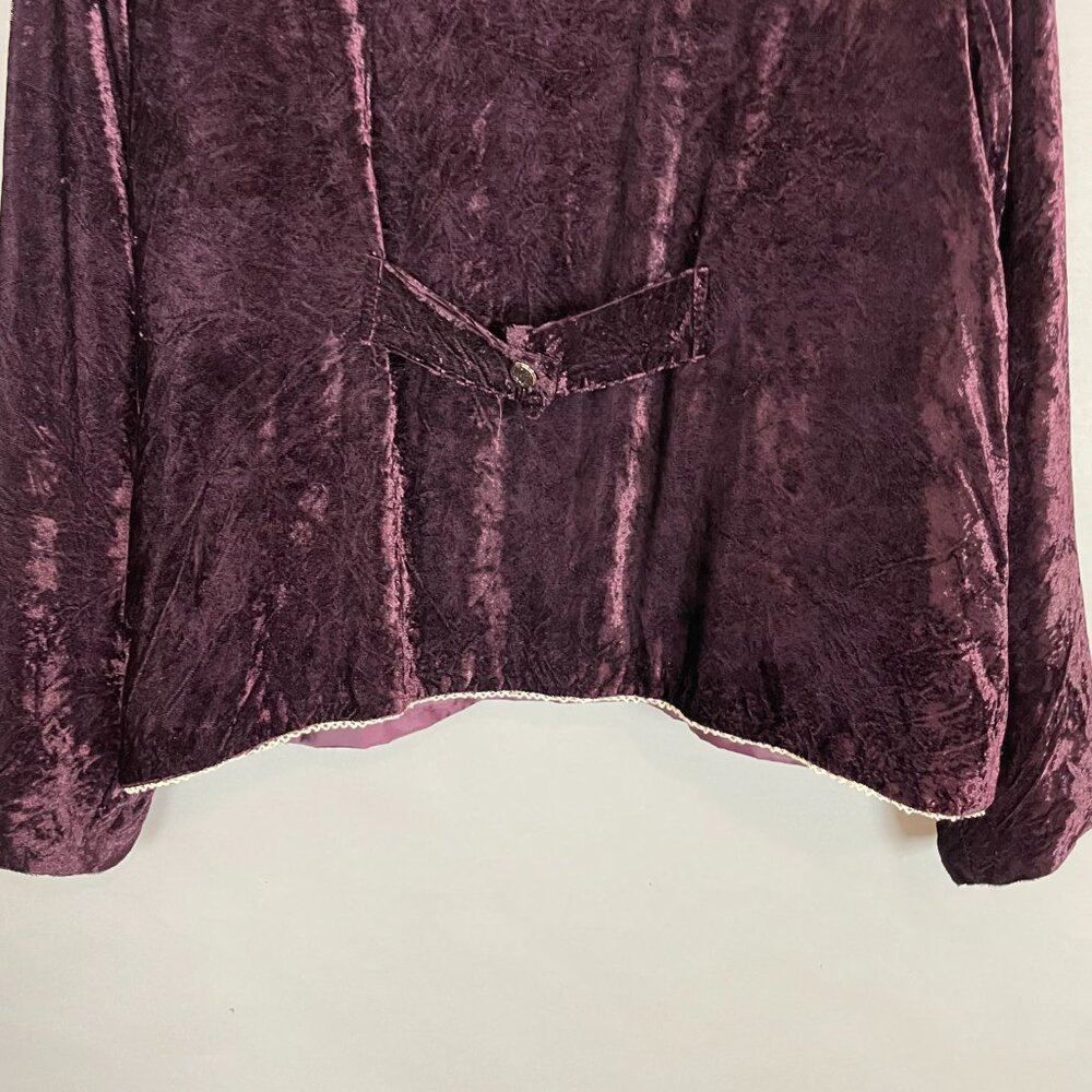 Velvet Jacket Lace Collar Purple Women Button Up Victorian Size Large‎ Delicate - Picture 5 of 11